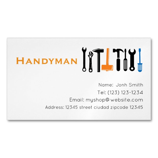 handiman services editable   business card (Front)