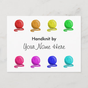 Handknit By with Washing Instructions Postcard