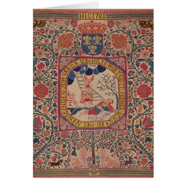 Handknitted carpet depicting Jacob's dream, Alsace (Front)