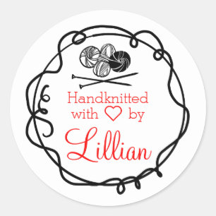 Handknitted with love custom stickers set of 20