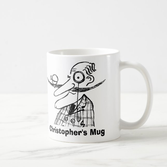 Handle-Bar Moustache and Bell. Add Name. Funny Coffee Mug (Right)