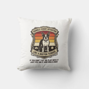 Handle Every Situation Boston Terrier Dog Sunset S Cushion