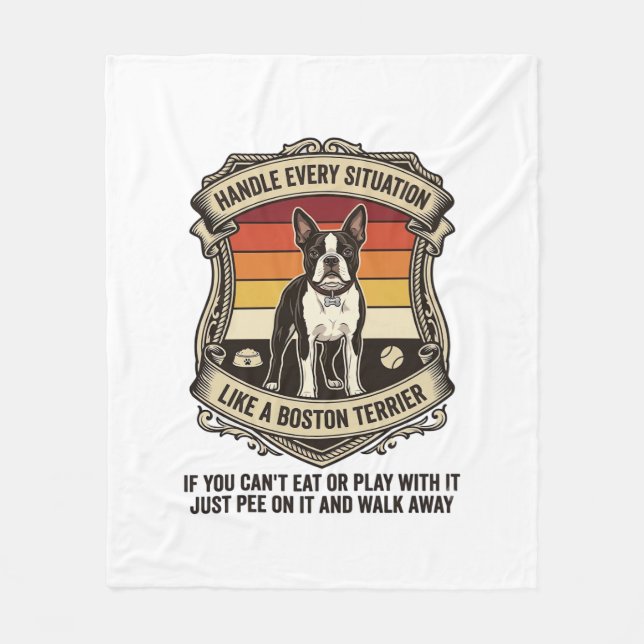 Handle Every Situation Boston Terrier Dog Sunset S Fleece Blanket (Front)