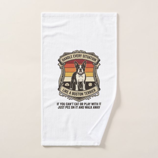 Handle Every Situation Boston Terrier Dog Sunset S Hand Towel (Hand Towel)