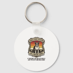 Handle Every Situation Boston Terrier Dog Sunset S Key Ring