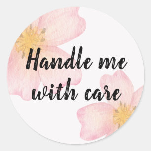 Handle me with care - Delicate watercolor flower Classic Round Sticker