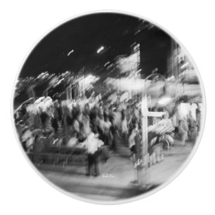 Handle of door black and photo white abstract ceramic knob