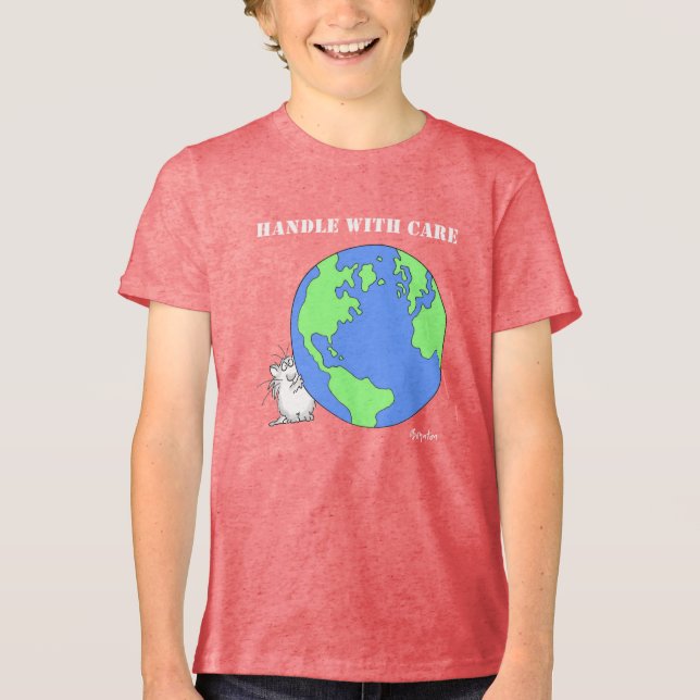 HANDLE WITH CARE Boynton Cat Tri-Blend Shirt (Front)