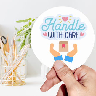Handle With Care Classic Round Stickers