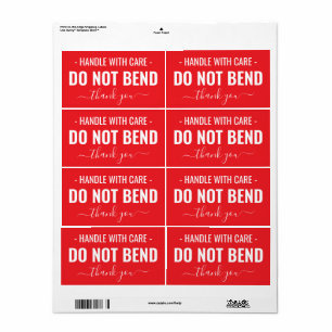 Handle with Care - Do Not Bend Shipping Labels