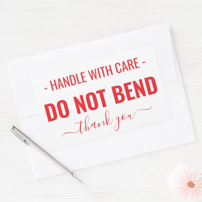 Handle with Care Do Not Bend Warning Rectangular Sticker (Envelope)