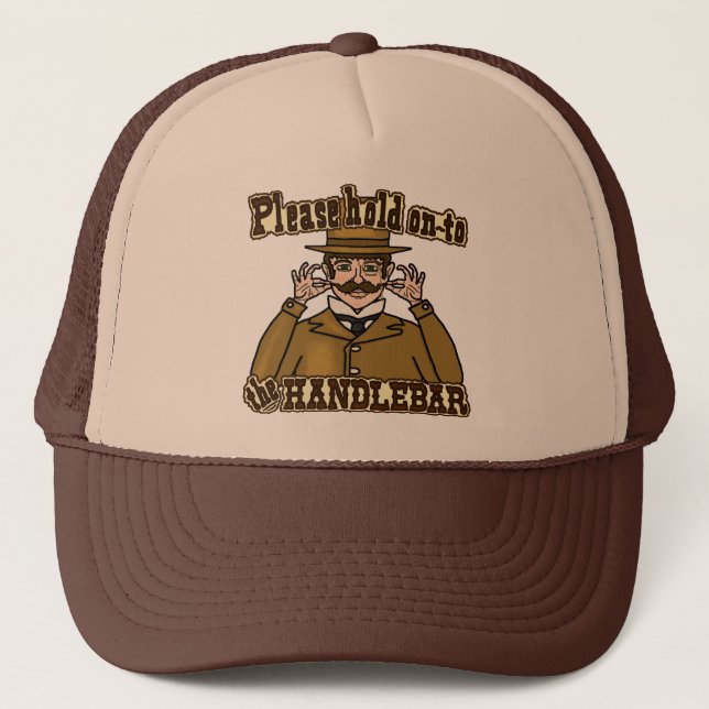 Handlebar Moustache Gentleman Trucker Hat (Front)