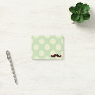 Handlebar Moustache, Polka Dots - Black Green Red Post-it Notes
