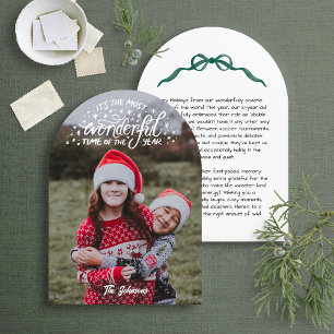 Handlettered Arch-Shaped Custom Photo Holiday Card