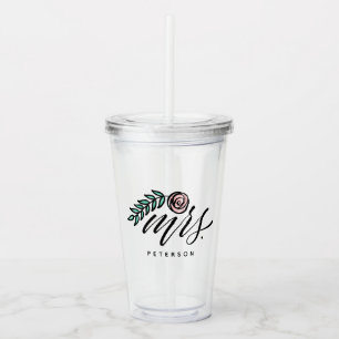 Handlettered Mrs Your Name Acrylic Tumbler