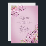 Handlettered Purple Floral Watercolor Save The Date<br><div class="desc">Save the Date hand lettered in beautiful calligraphy with love hearts, framed with pretty watercolor floral arrangements. The template is ready for you to add the occasion, date and name on the back. The design features flowers in shades of purple, lavender, mauve, lilac and pink with a dash of greenery....</div>