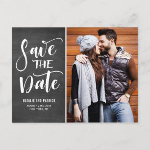 Handlettered Script Chalkboard Photo Save the Date Announcement Postcard