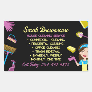 Handlettering Cleaning Housekeeper Rectangular Sticker