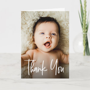 Handlettering Custom Baby Shower Photo Modern Thank You Card