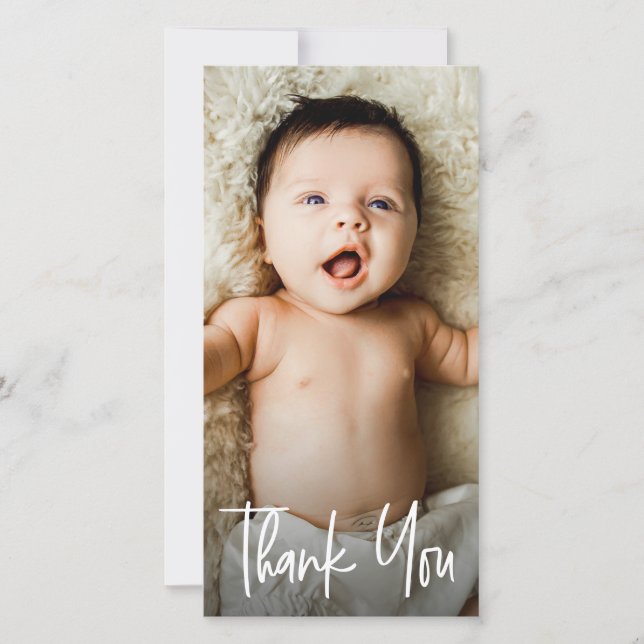 Handlettering Custom Bookmark Baby Shower Photo Thank You Card (Front)