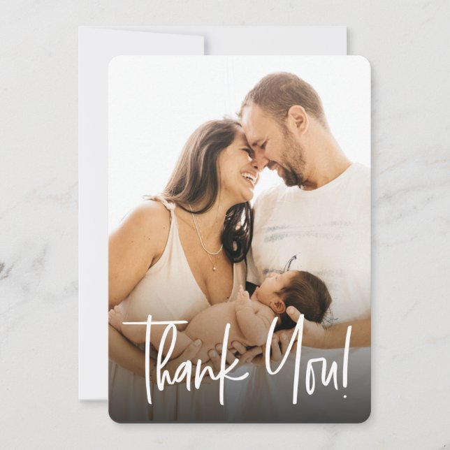 Handlettering Custom Photos Baby shower  Thank You Card (Front)