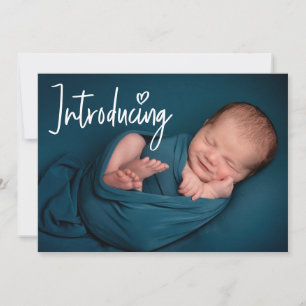 Handlettering Introducing Baby photo modern custom Announcement