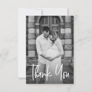 Handlettering maternity Photo small Baby shower Thank You Card