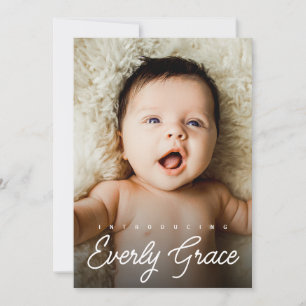Handlettering Name Vertical Photo Baby Shower  Thank You Card
