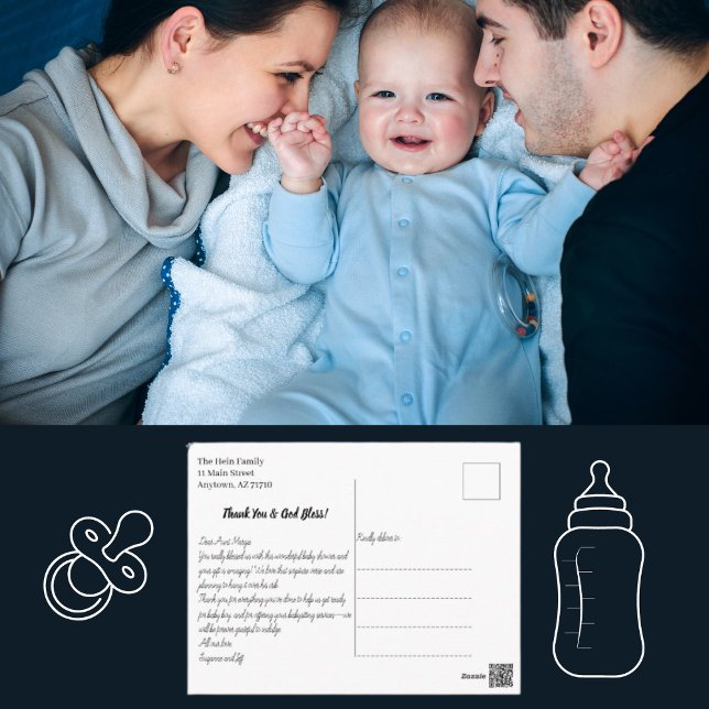 Handlettering Photo Christian Baby Thank You Card  (Creator Uploaded)