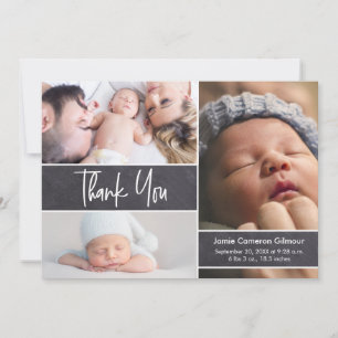 Handlettering Photo Collage Baby Shower Thank You Card