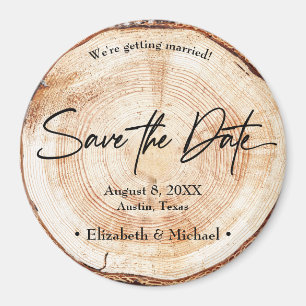 Handlettering  Save the Date Wood Rustic wedding Magnet