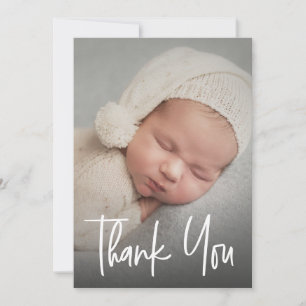 Handlettering Script Custom Baby Shower Photo Thank You Card