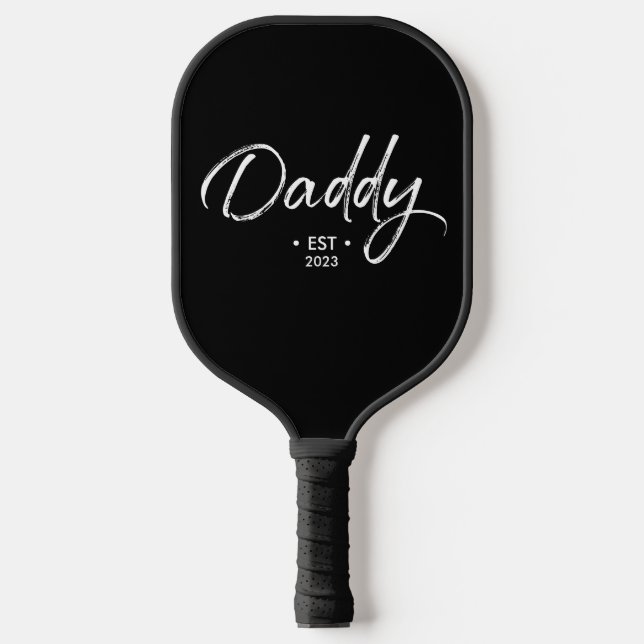 Handlettering Script Daddy Established year Pickleball Paddle (Front)