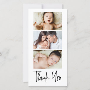 Handlettering script photo strip baby shower thank you card