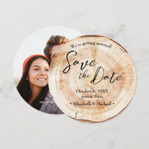 Handlettering Script Rustic Wood Print Wedding Invitation