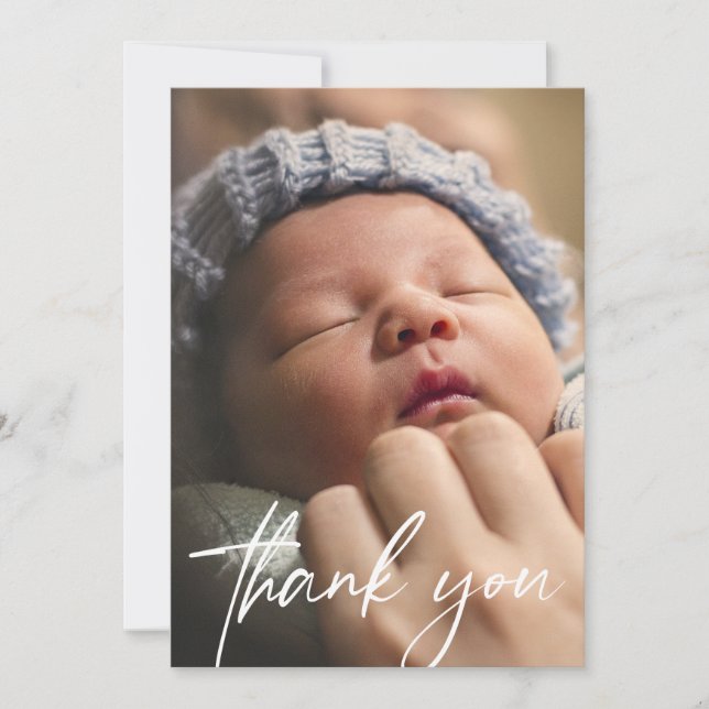 Handlettering Thank You Baby Photo Announcement (Front)