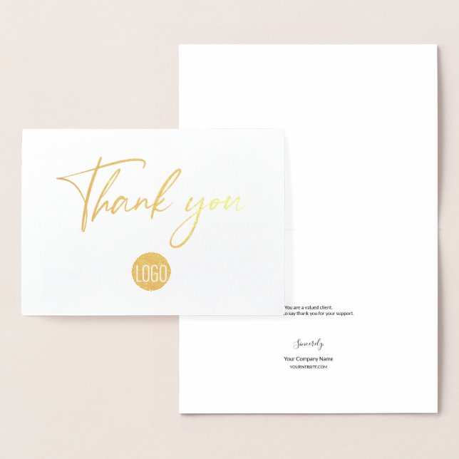 Handlettering thank you Modern Gold business logo  Foil Card (Display)