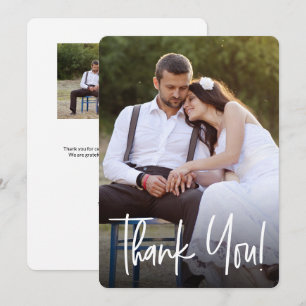 Handlettering Wedding Simple Custom Photos Thank You Card