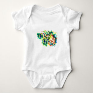 Handmade Abstract Painting of Lord Krishna and God Baby Bodysuit