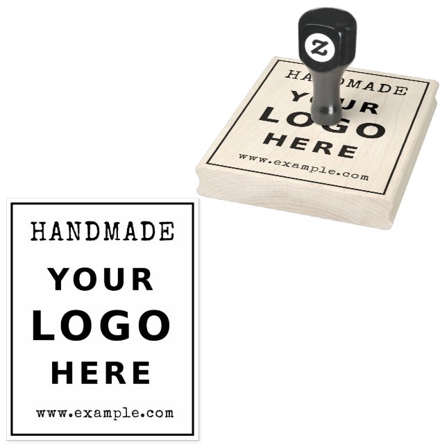 Handmade Add Your Business Logo & Website Custom Rubber Stamp (Stamped)