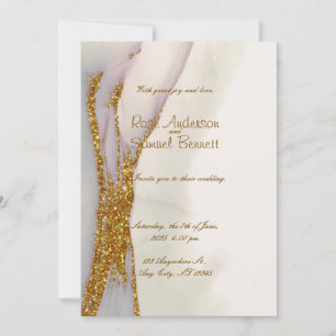 Handmade Alcohol Ink Glitter Wedding Invitation