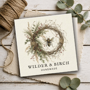 Handmade Artisan Botanical Wreath Logo Square Business Card