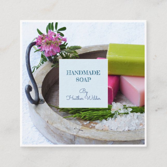 Handmade Artisan Soap Maker Products Square Business Card (Front)