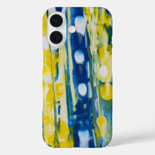 handmade artwork/Bule and yellow iPhone 16 Case