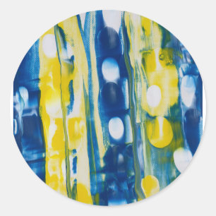 handmade artwork/Bule and yellow Classic Round Sticker