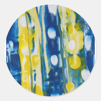 handmade artwork/Bule and yellow  Classic Round Sticker