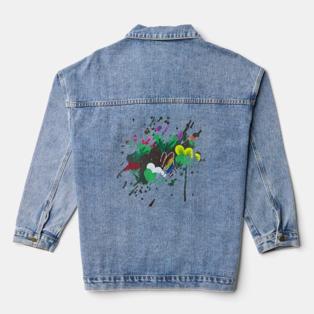 Handmade artwork - Butterfly Bolssom Denim Jacket (Back)