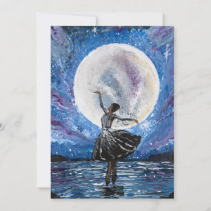 Handmade artwork- dancing with the moon invitation