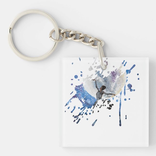 Handmade artwork- dancing with the moon  key ring (Front)