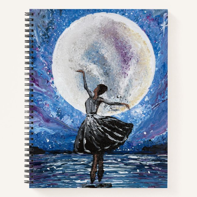Handmade artwork- dancing with the moon  notebook (Front)